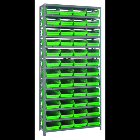 QUANTUM STORAGE SYSTEMS Steel Shelving with plastic bins 1875-108GN
